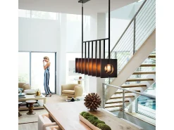 Lampadario Contemporaneo Ludlow Acciaio Grafite Spazzolata 8 Luci E27