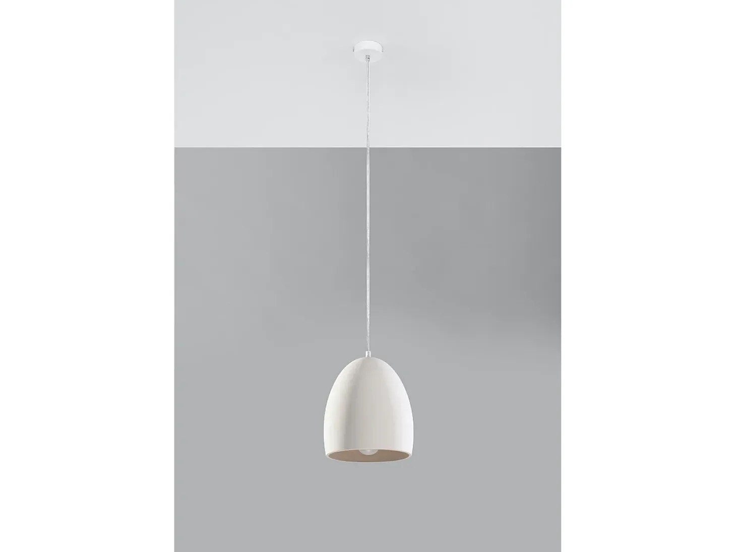 Lampadario Cupola Ceramica Bianca E27 Lámpara colgante de cerámica tipo domo Blanco E27