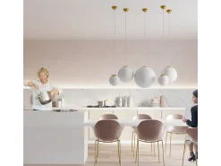 Lampadario Globe Bianco, Oro E27 Lámpara colgante Globe Blanco, Dorado E27