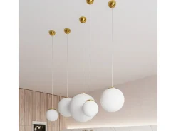 Lampadario Globe Bianco, Oro E27 Lámpara colgante Globe Blanco, Dorado E27
