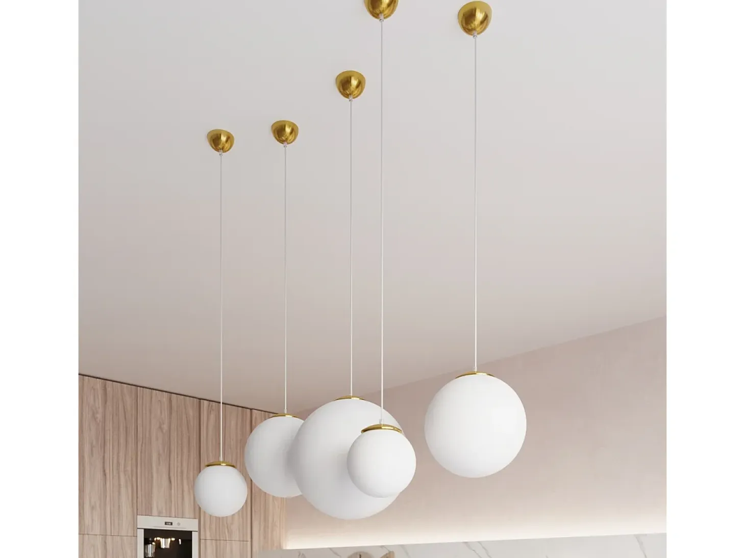 Lampadario Globe Bianco, Oro E27 Lámpara colgante Globe Blanco, Dorado E27