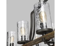 Lampadario Industrial Angelo Acciaio Anticato Metallo Vetro Grigio 8 Luci E27