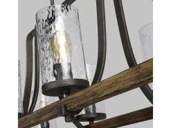 Lampadario Industrial Angelo Acciaio Anticato Metallo Vetro Grigio 8 Luci E27