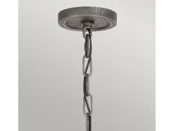 Lampadario Industrial Angelo Acciaio Anticato Metallo Vetro Grigio 9 Luci E27