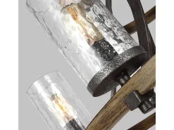 Lampadario Industrial Angelo Acciaio Anticato Metallo Vetro Grigio 9 Luci E27
