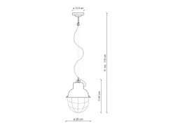 Lampadario Industrial Ferro E Ceramica Con Rete Vintage Bianco 1 Luce E27 26Cm
