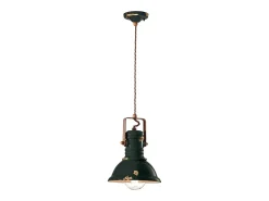 Lampadario Industrial Ferro E Ceramica Vintage Nero 1 Luce E27 23Cm