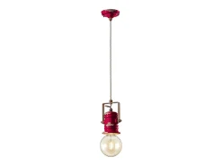 Lampadario Industrial Minimal Urban Ferro Ceramica Vintage Bordeaux 1 Luce E27