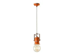 Lampadario Industrial Minimal Urban Ferro Ceramica Vintage Arancio 1 Luce E27