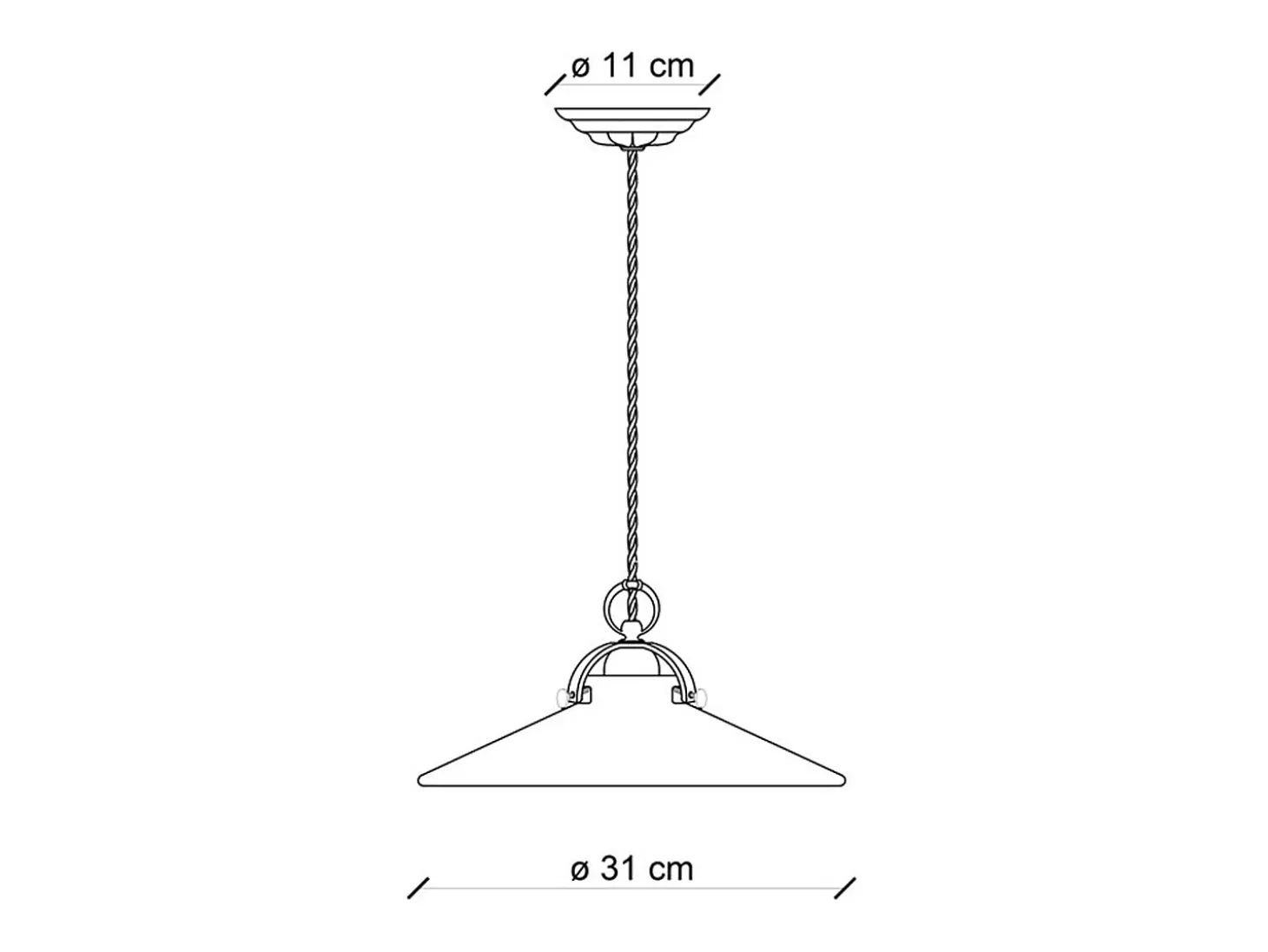 Lampadario Industrial Minimal B&W Metallo Smaltato Nero 1 Luce E27 31Cm