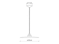 Lampadario Industrial Minimal B&W Metallo Smaltato Bianco 1 Luce E27 42Cm