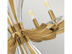 Lampadario Industrial Nordico Vida Acciaio Oro Brunito 6 Luci E14