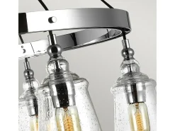 Lampadario Industrial Nordico Loras Acciaio Vetro 6 Luci E27