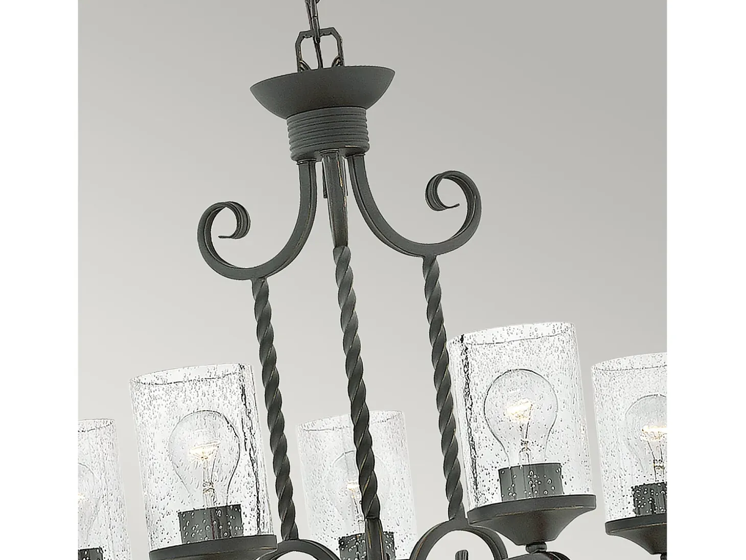 Lampadario Industrial Nordico Casa Alluminio Nero Antico Vetro 5 Luci E27
