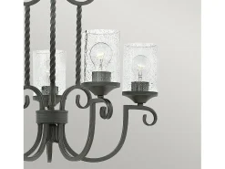Lampadario Industrial Nordico Casa Alluminio Nero Antico Vetro 5 Luci E27