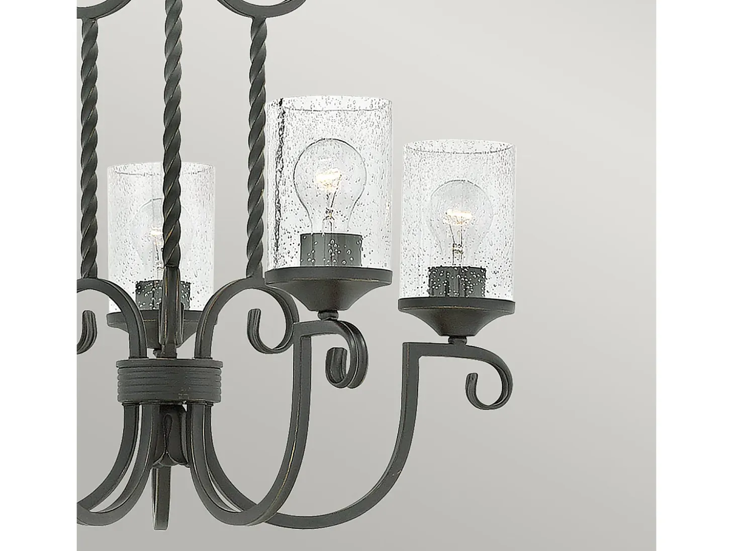 Lampadario Industrial Nordico Casa Alluminio Nero Antico Vetro 5 Luci E27