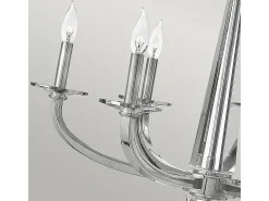 Lampadario Industrial Nordico Ascher Acciaio Nichel Lucido Cristallo 6 Luci E14