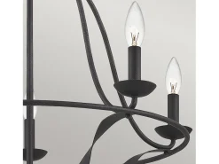 Lampadario Industrial Nordico Bradbury Acciaio Grigio Cenere 5 Luci E14