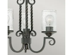 Lampadario Industrial Nordico Casa Alluminio Nero Antico Vetro 3 Luci E27