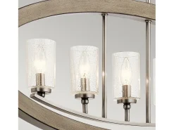 Lampadario Industrial Nordico Grand Bank Acciaio Grigio Antico Vetro 5 Luci E14