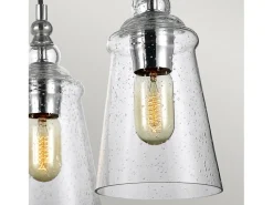 Lampadario Industrial Nordico Loras Acciaio Vetro 5 Luci E27