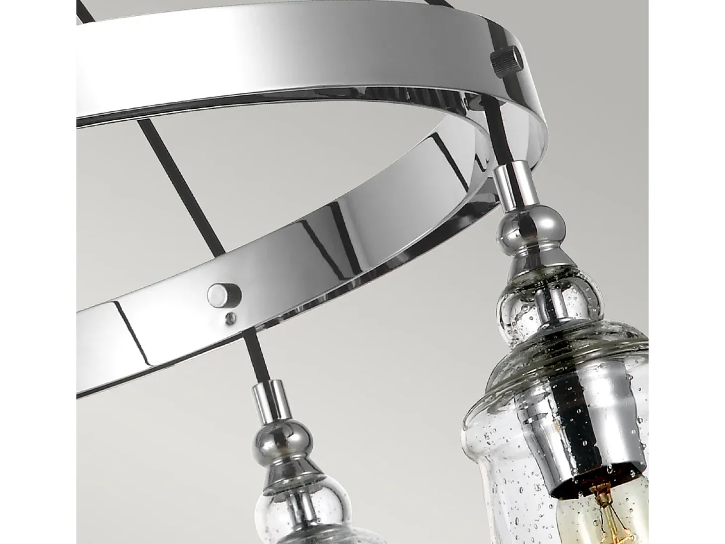 Lampadario Industrial Nordico Loras Acciaio Vetro 5 Luci E27