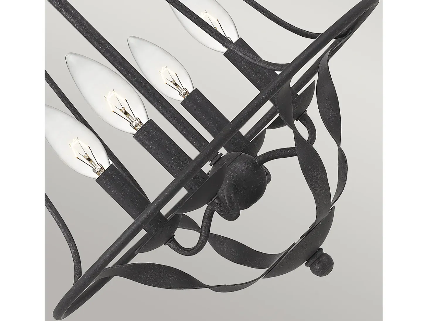 Lampadario Industrial Nordico Bradbury Acciaio Grigio Cenere 4 Luci E14