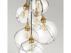 Lampadario Industrial Nordico Skye Acciaio Ottone Antico 6 Luci E27