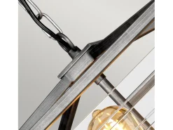Lampadario Industrial Nordico Louvre Acciaio Ccanna Di Fucile Vetro 6 Luci E27