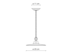 Lampadario Industrial Potenza Ferro E Ceramica Nero Diam. 25Cm 1 Luce E27
