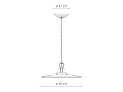 Lampadario Industrial Potenza Ferro E Ceramica Nero Diam. 30Cm 1 Luce E27