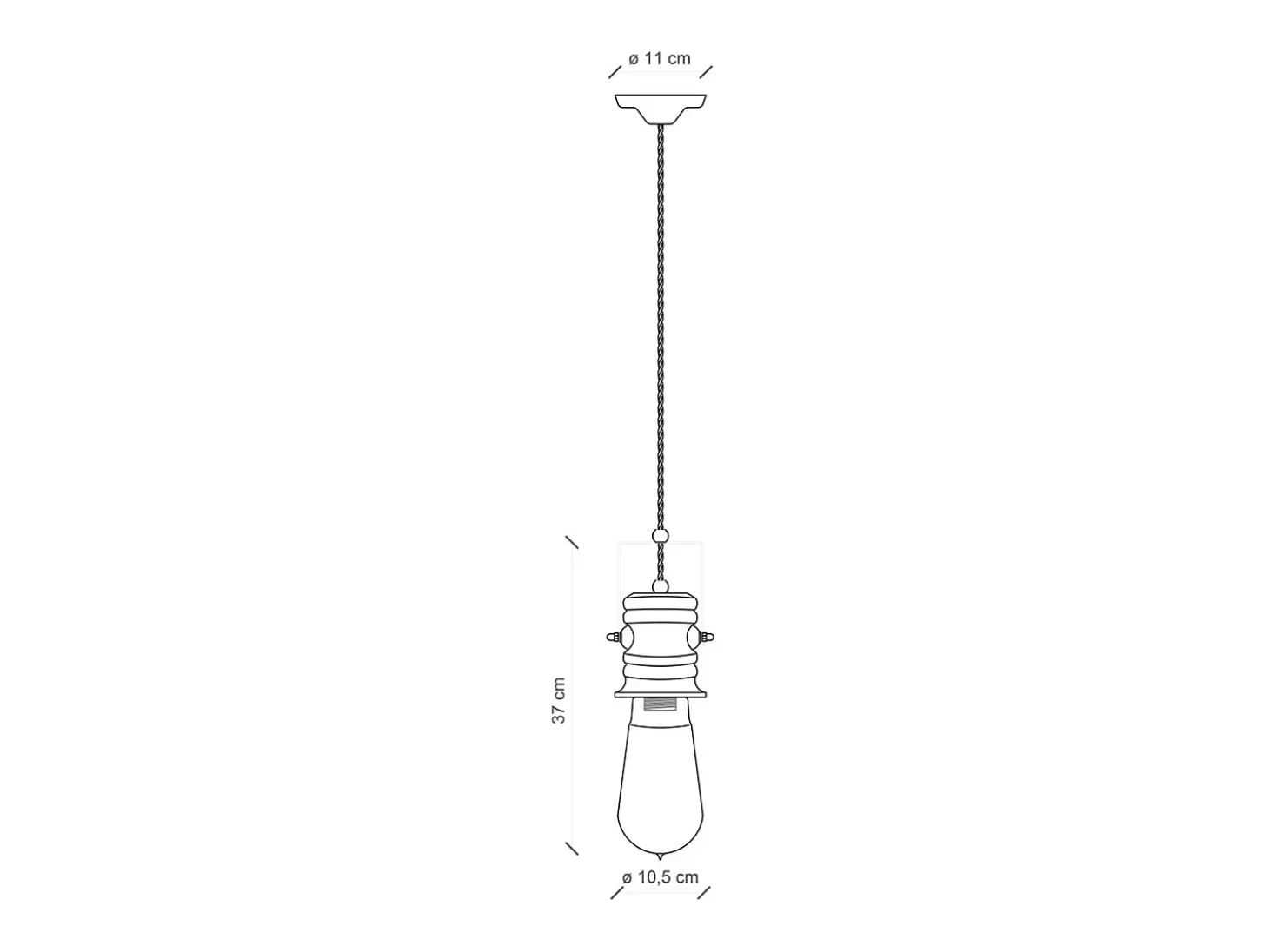 Lampadario Industrial Urban Ferro E Ceramica Vintage Rosso 1 Luce E27 37Cm