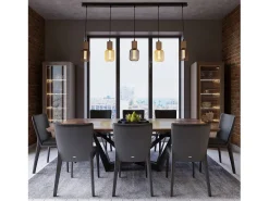 Lampadario Lineare Industrial-Nordico Spinoso Acciaio Nero Marrone 5 Luci E27