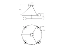 Lampadario Minimal Balance In Metallo Oro 4 Luci E Diffusori Sferici Bianchi