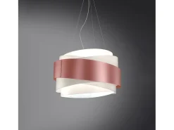 Lampadario Moderno Bea Polilux ® Pink Metal E Metallo Cromo 5 Luci E27 D80Cm