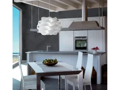 Lampadario Moderno Cloud Polilux ® Bianco E Metallo Cromo 2 Luci E27