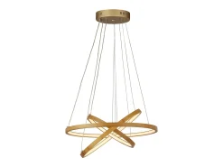 Lampadario Moderno Eternità Acciaio Marrone Legno Bianco Led 9,4W
