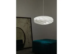 Lampadario Moderno Flat Polilux ® Bianco E Metallo Cromo 3 Luci E27