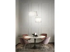 Lampadario Moderno Folio Polilux ® Bianco E Metallo Cromo 5 Luci E27