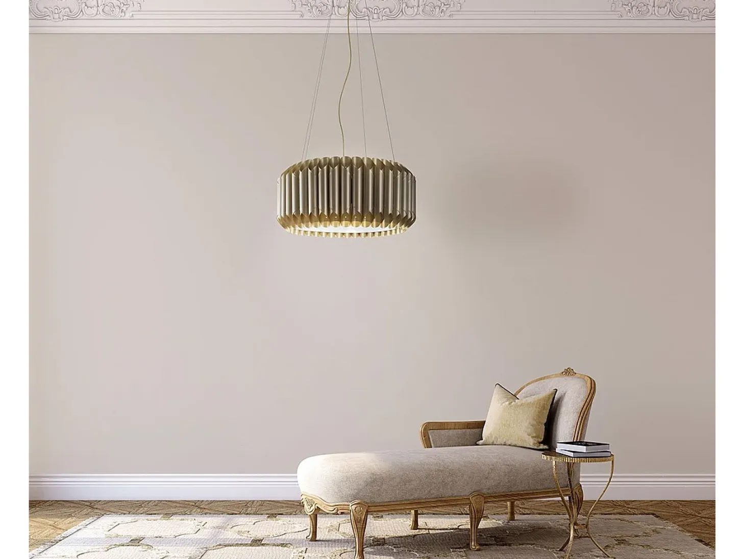 Lampadario Moderno Louise Polilux ® New Gold E Metallo Cromo 3 Luci E27