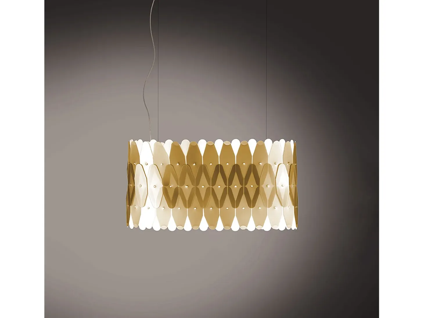 Lampadario Moderno Ovale Amanda Polilux ® New Gold E Metallo Cromo 3 Luci E27
