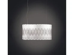 Lampadario Moderno Ovale Amanda Polilux ® Bianco E Metallo Cromo 3 Luci E27