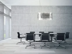 Lampadario Moderno Ovale Amanda Polilux ® Argento E Metallo Cromo 3 Luci E27