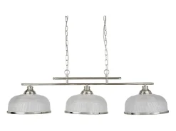 Lampadario Rustico Bistrot Ii Acciaio Argento Vetro Trasparente 3 Luci E27