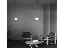 Lampadario Sospensione Moderno Luna Alluminio Nero Luce Led Integrato 5W Fredda
