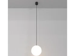 Lampadario Sospensione Moderno Luna Alluminio Nero Luce Led Integrato 5W Fredda