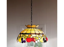 Lampadario Stile Tiffany Vetro Multicolor 3 Luci E27