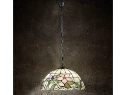 Lampadario Tiffany Vetro Multicolor Scuro 3 Luci E27