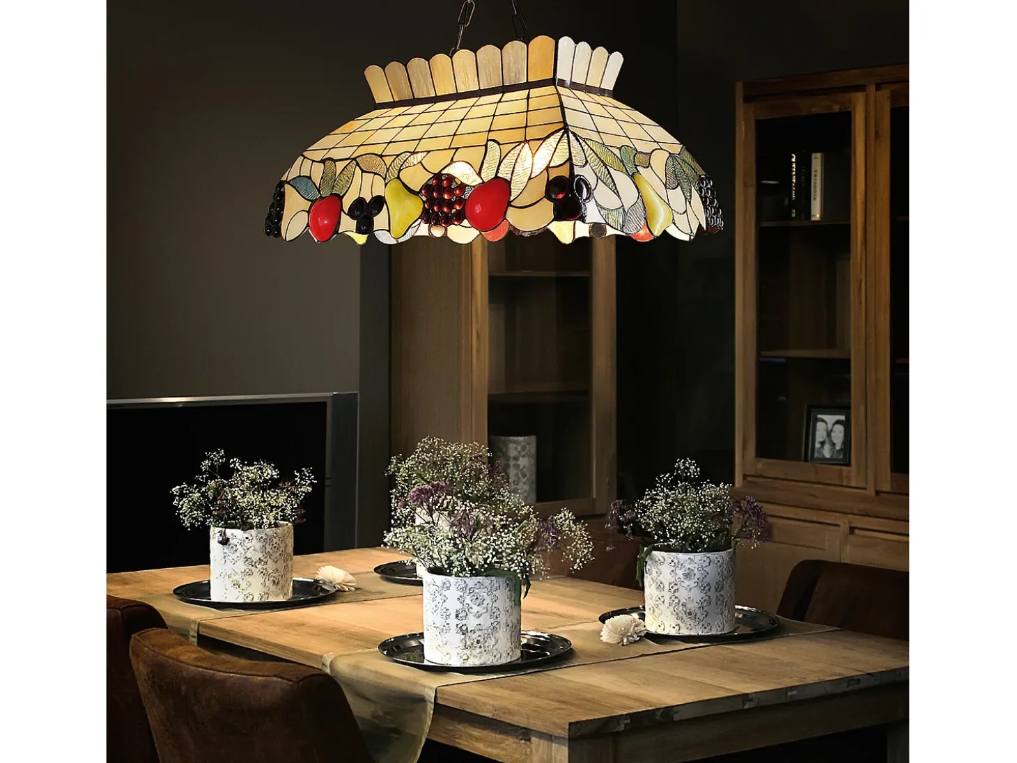 Lampadario Tiffany Vetro Multicolor 2 Luci E27 Piccolo