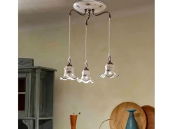 Lampadario Tondo Classico Chieti Metallo E Ceramica Nero Sfumato Rame 3 Luci E14